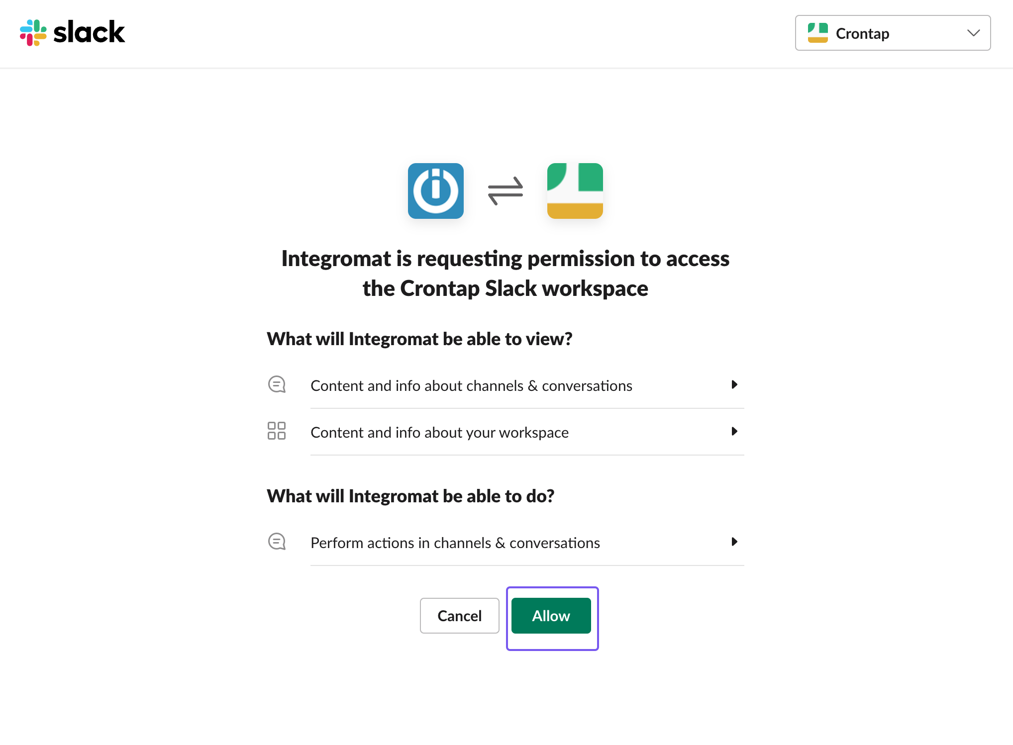 Authorize Slack