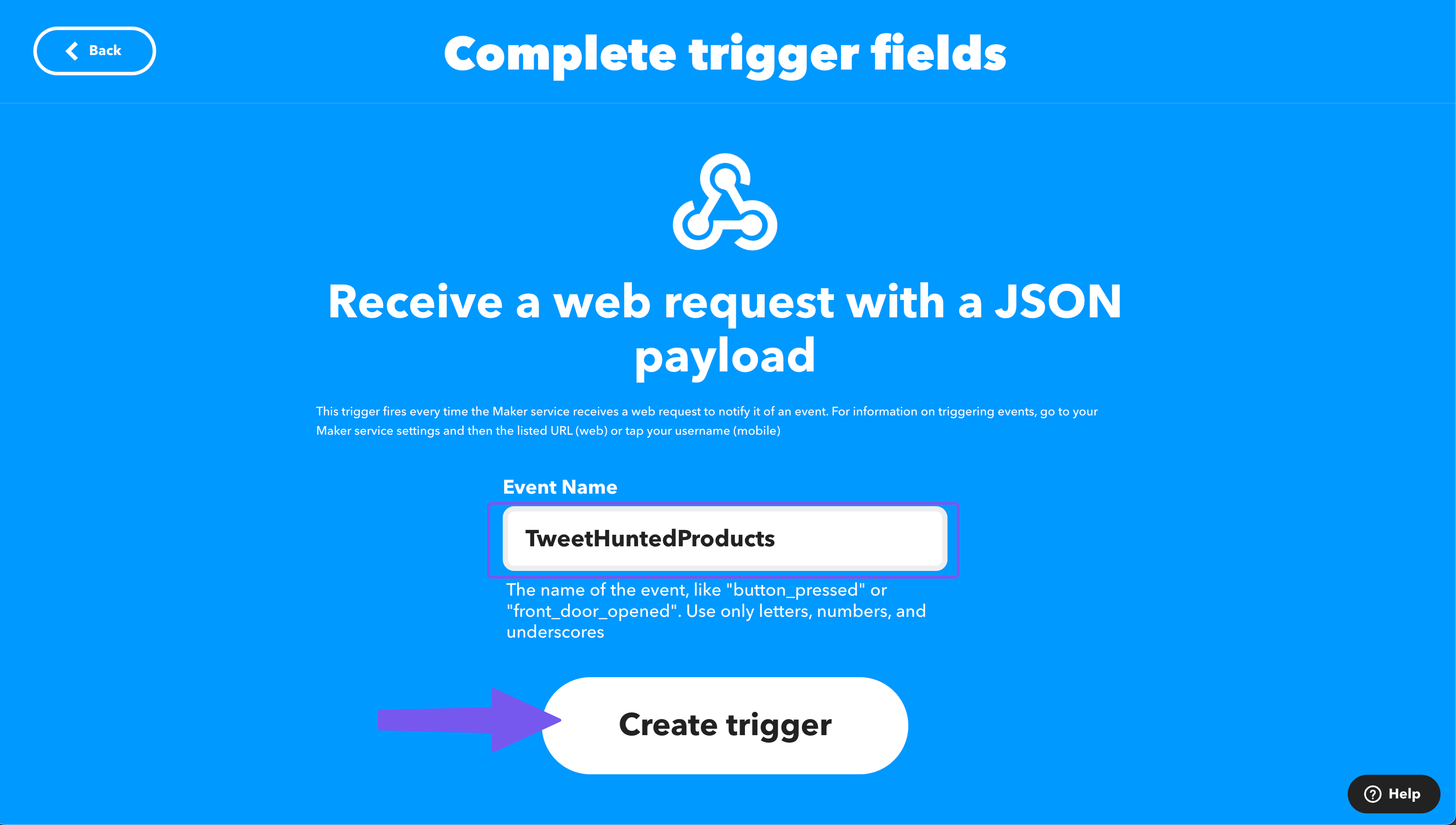 IFTTT name webhook